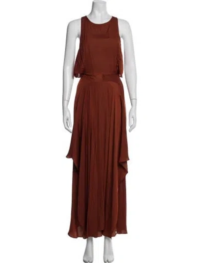 Pre-owned Maje Crew Neck Long Dress In Orange