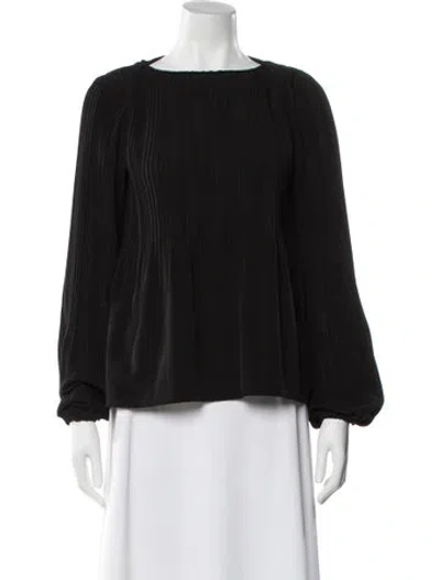 Pre-owned Maje Crew Neck Long Sleeve Blouse In Black