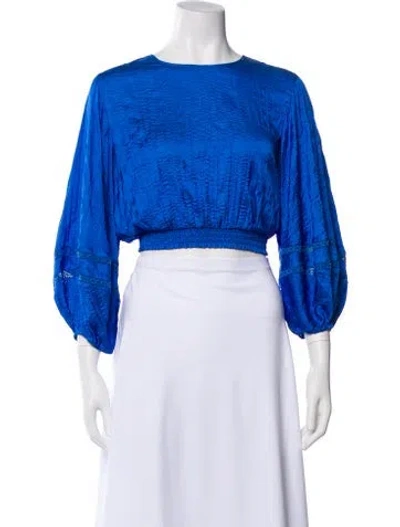 Pre-owned Maje Crew Neck Long Sleeve Blouse In Blue