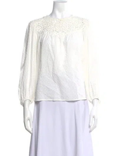 Pre-owned Maje Crew Neck Long Sleeve Blouse In Neutral