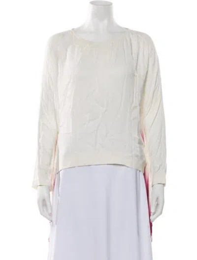 Pre-owned Maje Crew Neck Long Sleeve Blouse In Neutrals