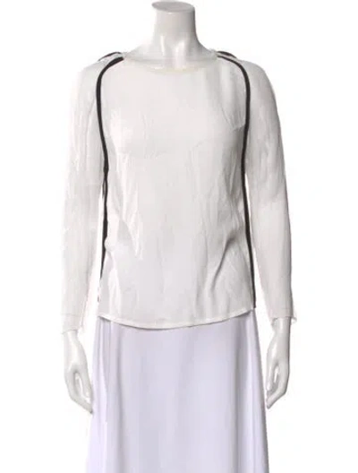 Pre-owned Maje Crew Neck Long Sleeve Blouse In White