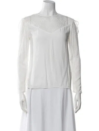 Pre-owned Maje Crew Neck Long Sleeve Blouse In White