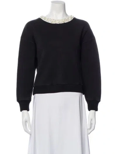 Pre-owned Maje Crew Neck Long Sleeve Sweatshirt In Black