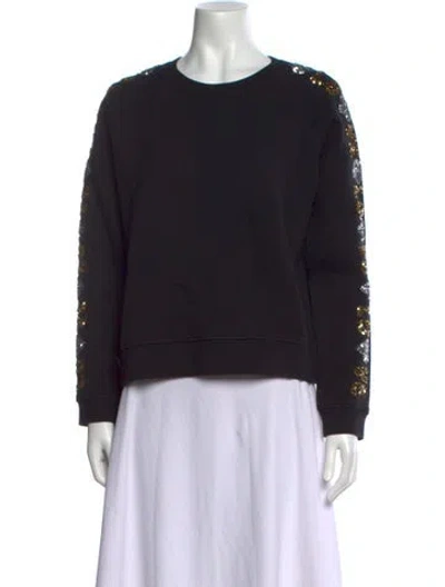 Pre-owned Maje Crew Neck Long Sleeve Sweatshirt In Black