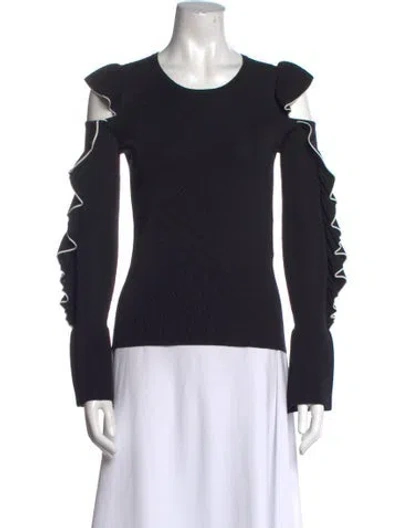 Pre-owned Maje Crew Neck Long Sleeve Sweatshirt In Black