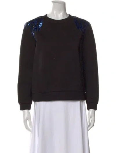 Pre-owned Maje Crew Neck Long Sleeve Sweatshirt In Black