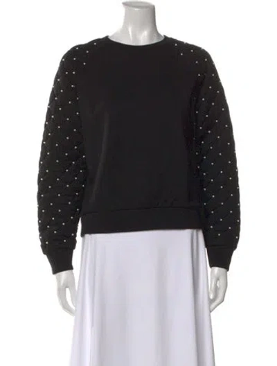 Pre-owned Maje Crew Neck Long Sleeve Sweatshirt In Black