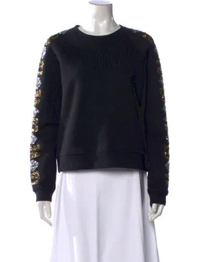 Pre-owned Maje Crew Neck Long Sleeve Sweatshirt In Black