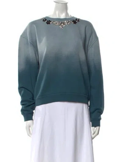 Pre-owned Maje Crew Neck Long Sleeve Sweatshirt In Blue
