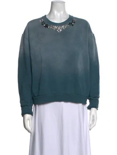 Pre-owned Maje Crew Neck Long Sleeve Sweatshirt In Blue