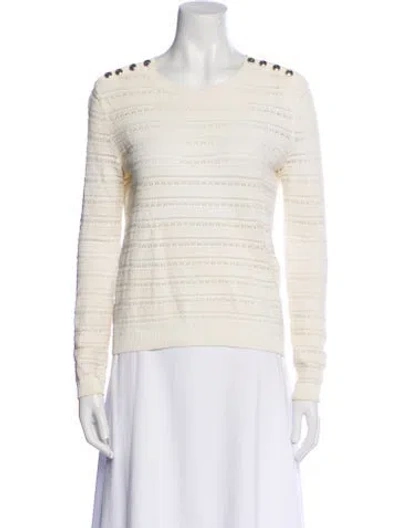 Pre-owned Maje Crew Neck Long Sleeve Sweatshirt In White