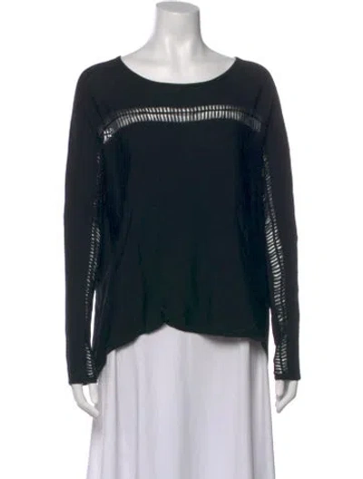 Pre-owned Maje Crew Neck Long Sleeve Top In Black
