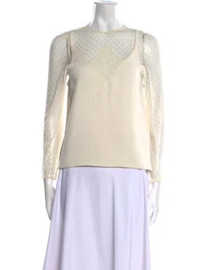 Pre-owned Maje Crew Neck Long Sleeve Top In Neutral