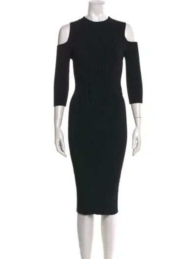 Pre-owned Maje Crew Neck Midi Length Dress In Black