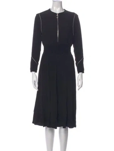 Pre-owned Maje Crew Neck Midi Length Dress In Black