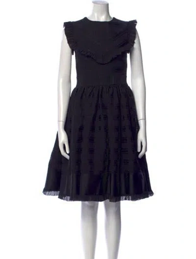 Pre-owned Maje Crew Neck Midi Length Dress In Black