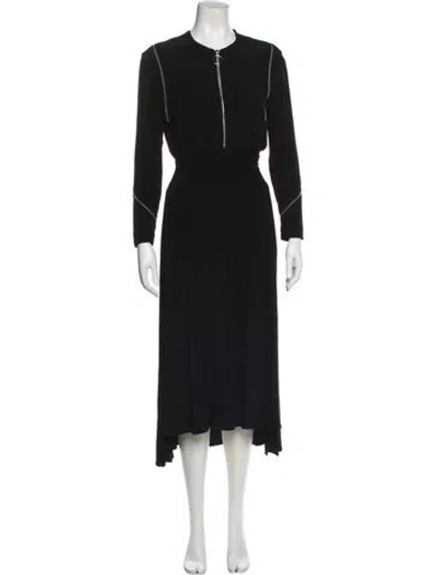 Pre-owned Maje Crew Neck Midi Length Dress In Blue