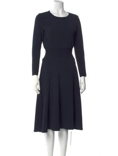 Pre-owned Maje Crew Neck Midi Length Dress In Blue
