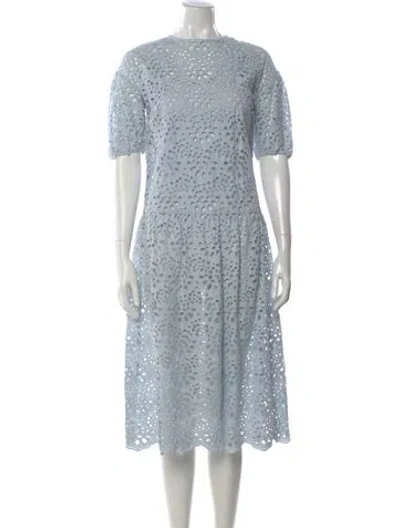 Pre-owned Maje Crew Neck Midi Length Dress In Blue