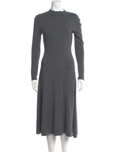 Pre-owned Maje Crew Neck Midi Length Dress In Gray