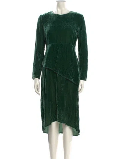 Pre-owned Maje Crew Neck Midi Length Dress In Green