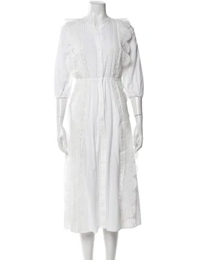 Pre-owned Maje Crew Neck Midi Length Dress In Neutral