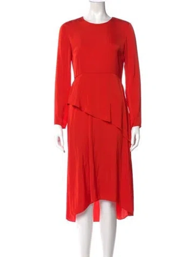 Pre-owned Maje Crew Neck Midi Length Dress W/ Tags In Orange