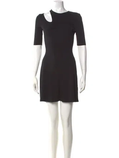 Pre-owned Maje Crew Neck Mini Dress In Black