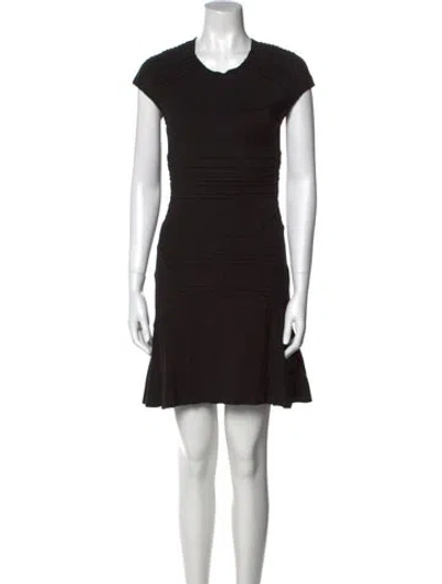 Pre-owned Maje Crew Neck Mini Dress In Black