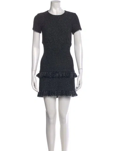 Pre-owned Maje Crew Neck Mini Dress In Black