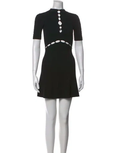 Pre-owned Maje Crew Neck Mini Dress In Black