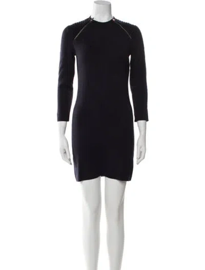 Pre-owned Maje Crew Neck Mini Dress In Black