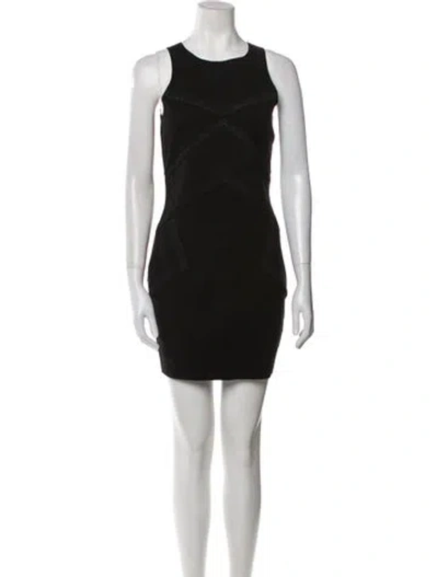 Pre-owned Maje Crew Neck Mini Dress In Black