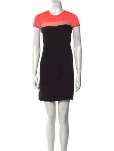Pre-owned Maje Crew Neck Mini Dress In Black