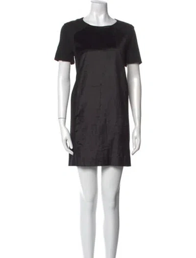 Pre-owned Maje Crew Neck Mini Dress In Black