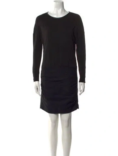 Pre-owned Maje Crew Neck Mini Dress In Black