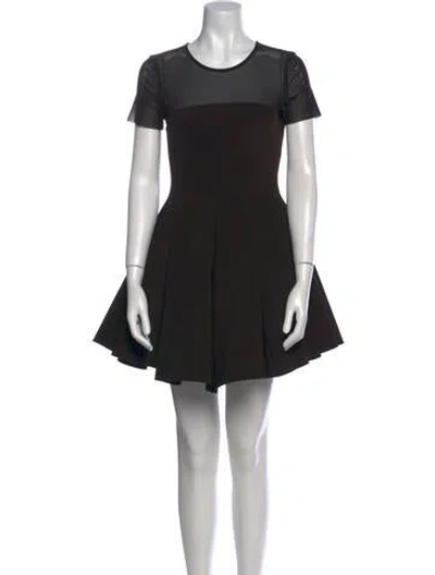 Pre-owned Maje Crew Neck Mini Dress In Black