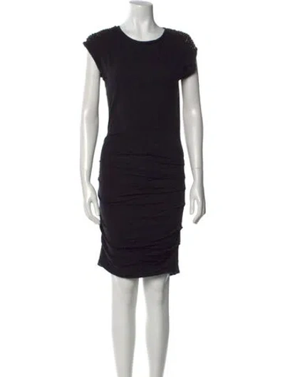 Pre-owned Maje Crew Neck Mini Dress In Black
