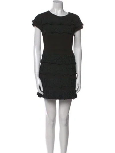 Pre-owned Maje Crew Neck Mini Dress In Black