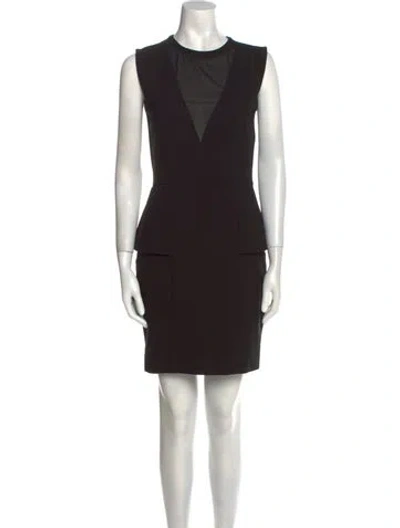 Pre-owned Maje Crew Neck Mini Dress In Black