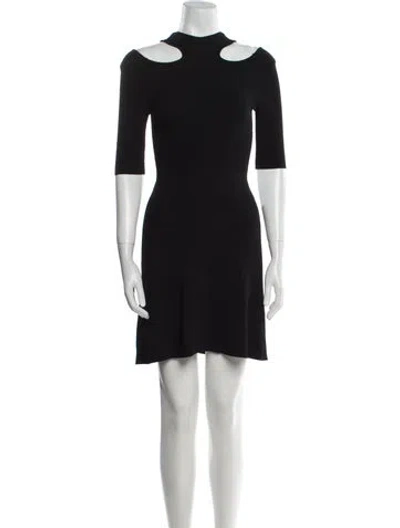 Pre-owned Maje Crew Neck Mini Dress In Black