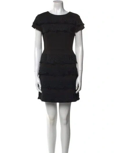 Pre-owned Maje Crew Neck Mini Dress In Black