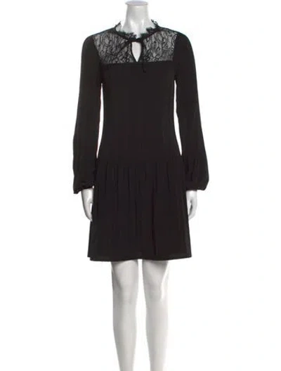 Pre-owned Maje Crew Neck Mini Dress In Black