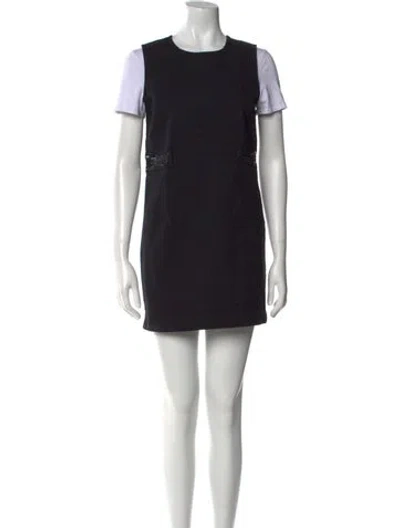 Pre-owned Maje Crew Neck Mini Dress In Black