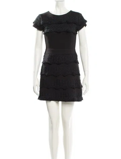 Pre-owned Maje Crew Neck Mini Dress In Black