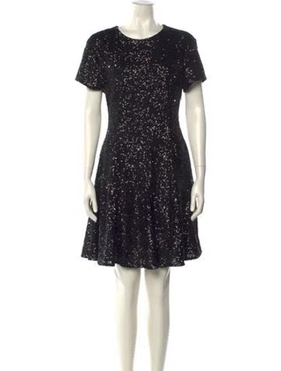 Pre-owned Maje Crew Neck Mini Dress In Black
