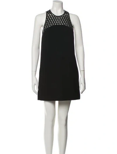 Pre-owned Maje Crew Neck Mini Dress In Black