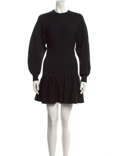 Pre-owned Maje Crew Neck Mini Dress In Black