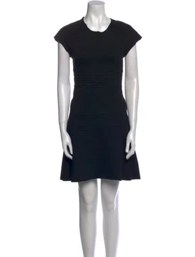 Pre-owned Maje Crew Neck Mini Dress In Black